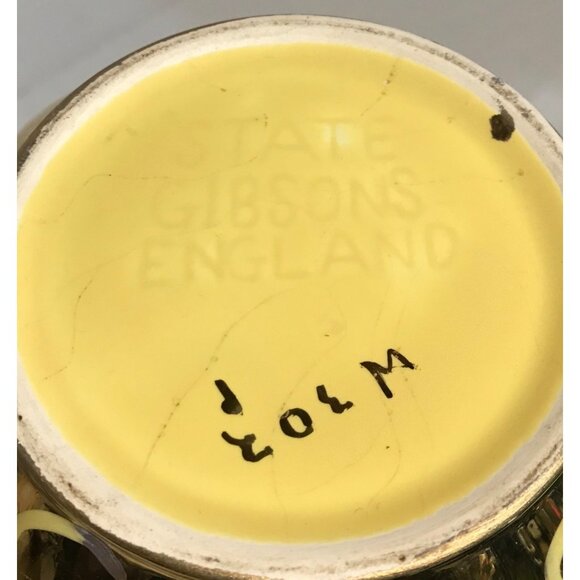 State Gibsons Teapot Yellow & Gold Swirl Pattern W303 with Lid 1950's England - Picture 8 of 11